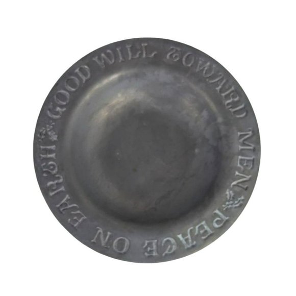 Vintage Teleflora Pewter Collector's Plate Peace on Earth Good Will Toward Men - Picture 2 of 5